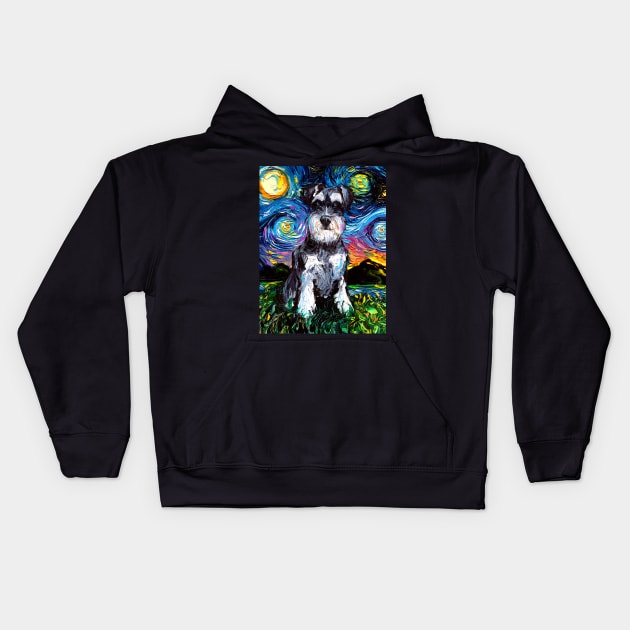 Schnauzer Night Kids Hoodie by sagittariusgallery